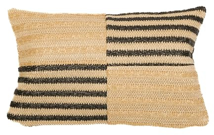 Housse de Coussin Effet Raphia - Bi-Colore à Rayures - Rectangle - 50x30cm - Déco Arts