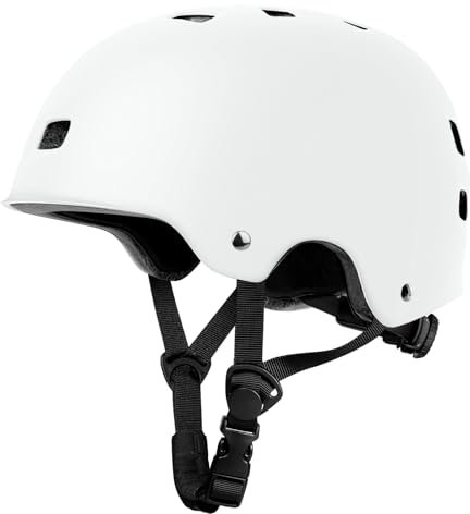LeapBeast Stadthelm, Robuster Fahrradhelm für den Alltag, Skaterhelm mit Drehrad-Anpassung Geeignet, für Beim Skaten, BMX-Fahren Oder Longboarden für Kinder Erwachsene (Weiß, S)