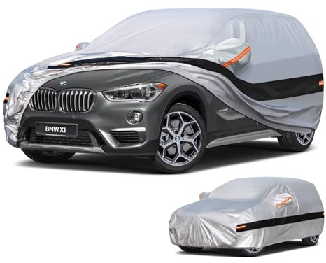 Holthly Housse de voiture pour BMW X1 E84/F48/F49/U11(2009-2025), 100% étanche, housse de voiture d'extérieur imperméable, résistante aux UV, coupe-vent et anti-poussière.