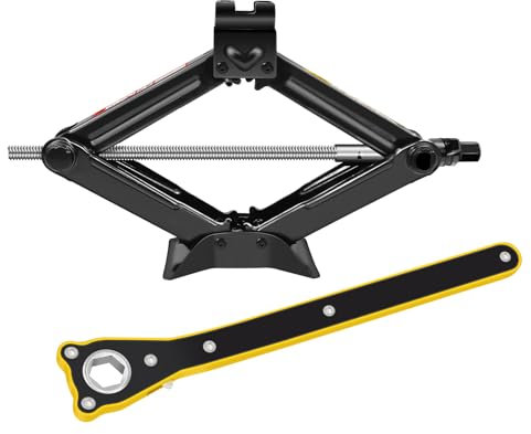 Scissor Jack Car Jack 2 Ton, Automotive Jack Tool Kit with Ratchet Wrench Saving Strength Design, Universal Car Emergency Kit, Portable Tire Change Kit Car Tire Jack for Auto/SUV/MPV