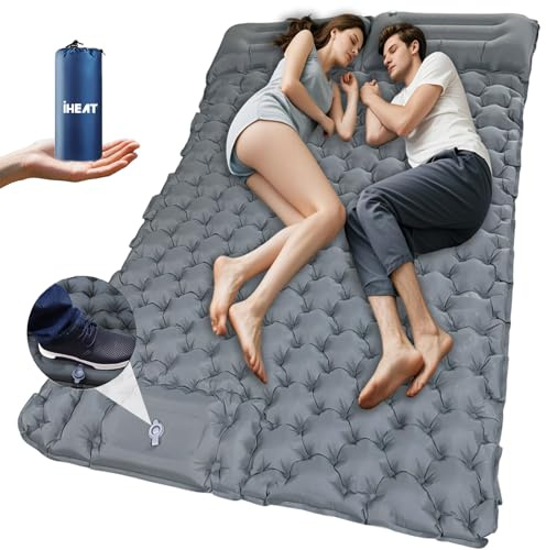 Isomatte Camping Selbstaufblasend 2 Personen, Ultraleicht Luftmatratze mit Fußpresse Pumpe, wasserdichte kompakte Isomatte für Outdoor,Wandern,Backpacking,Camping,Strand