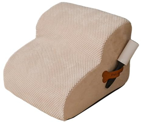Milageto Hundestreppe Haustier Treppe 2 Stufen Haustier Ramp für Couch mit waschbarer Abdeckung Nicht -Slip -Hund -Hunderampe für kleine Haustiere Hunde, Beige