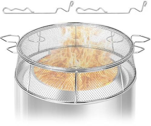 Wanchao Feuerstelle Funkenschutzabdeckung und Grillrost für Solo-Herd, Lagerfeuer, 49,5 cm, 304 Edelstahl, Outdoor-Funkenschutz, mit Ständer und 2 Führungsstäben, Feuerschalendeckel und Kochzubehör
