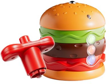 Duroecsain Kampfkreisel Für Kinder | Leuchtender Hamburger Kreiselkampf Spiel - Mit Musik, Tragbares Reisespiel, Interaktives Gleichgewichtsspielzeug Für Zuhause Kindergarten Schule