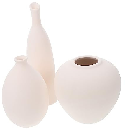 FUNOMOCYA 3pcs Ceramic Blank Vase Simple Style Vase for Flower Container Unique Ornament Decorative for Indoor Plant Pot