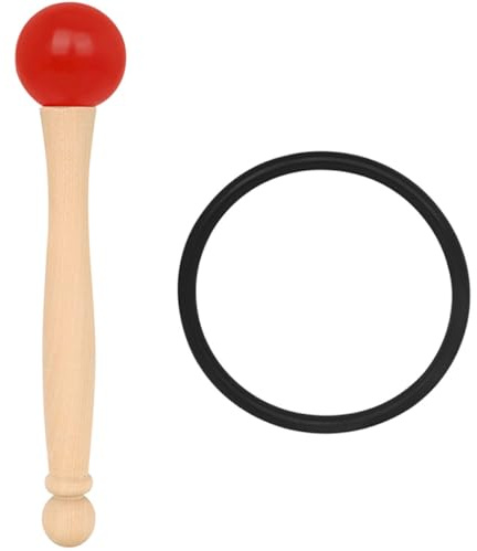 Kristallklangschale Schlägel mit Holzgriff und Gummi O-ring, 1 Satz Rot | Holz und Gummi, Tragbar für Kinder und Anfänger, Zubehör für Klangschalen