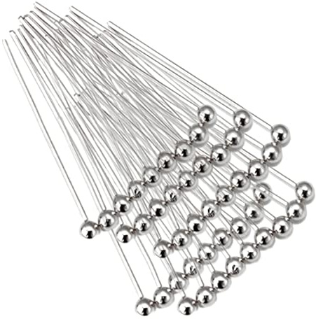 BEAHING Pin per Testata per Gioielli, perni a Sfera XL in Acciaio Inossidabile, Testa di Gioielli Lunghi 70 mm per la Produzione di, Orecchini, Mestieri-ipoallergenici (Calibro 24) 3 Pollici