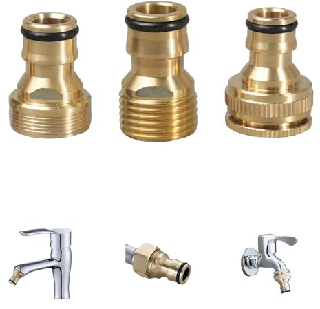 Adaptadores de grifos 3pcs, mangueras para conectar grifos, 15.5x20 2 en 1 hilo femenino, adaptadores de grifos de latón cocina y jardín
