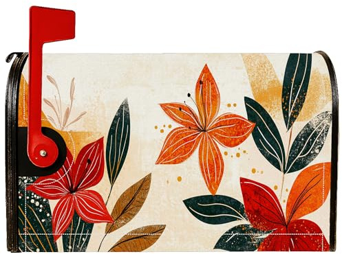 Coperture magnetiche per cassette postali con fiori, rustiche e contemporanee, con petali di foglie rosse, copertura per la decorazione del prato, 53 x 64 cm