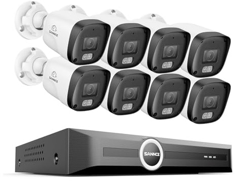 SANNCE 2K Kit Telecamere Videosorveglianza Esterno PoE, 6MP NVR 8 Canali senza HDD, 8 Telecamere IP PoE 3MP con Visione Notturna Infrarossa 30m e Rilevamento Movimento, Registrazione 24/7