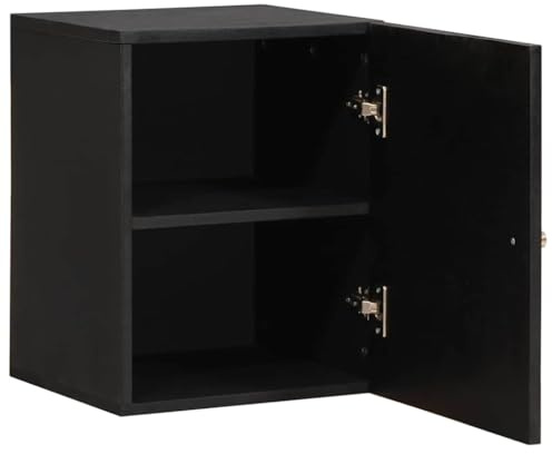 vidaXL Väggskåp Väggmonterad Svart 38 x 33 x 48 cm Massivt mangoträ, Konstnärlig badrumsförvaring, modern tvättställsskåp, rektangulärt handfatsskåp, effektiv organiserare, chic design