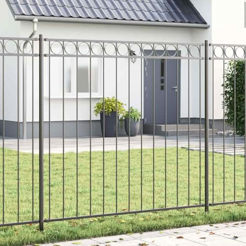Gartenzaun Grau Stahl, Robuste Zaunpaneele für Garten & Terrasse, 9,1 kg Outdoor-Sichtschutz, Langlebige Gitterzaun-Elemente, Modernes Design für Außenbereiche
