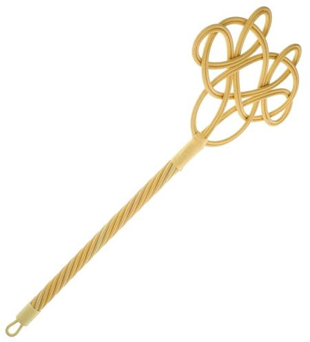 DECOMELODY Paleta para Quitar Polvo de Colchas y Alfombras Mango Largo, Raqueta Tradicional de Ratán Sintético, Herramienta Manual para Limpieza Doméstica, Esponjador para Edredones