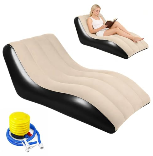 Gohytal Aufblasbares Sofa, Aufblasbar Liege, Aufblasbar Luftbett mit Luftpumpe, Aufblasbare Couch, Sessel, Lounge, Camping Sofa, Geeignet für Drinnen Draußen