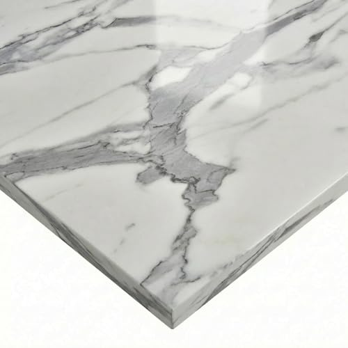 Plan de Travail Cuisine Marbre Calacatta Statuario - Blanc Veiné Luxe Italien Calacatta - Stratifié HPL 20mm Sur Mesure - Évier Sous Plan - ICIDECO