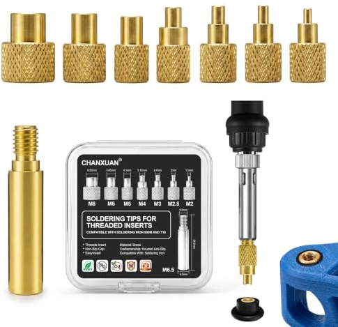 7Pcs Puntas de Soldadura para Fundición con 1 Adaptador,Insertos Roscados | Punta de Soldador para Insertos Rosca,para 900M/T18 M2/M2.5/M3/M4/M5/M6/M8 Plástico y Impresión 3D