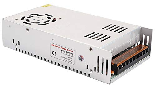 Fuente de alimentación conmutada regulada Universal de 12 V y 30 A, Fuente de alimentación DC de 12 V con Control de Temperatura, Salida de Voltaje Ajustable para Tiras de LED y