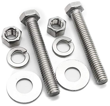 (10 Sets) 3/8-16x3/4 Stainless Steel Hex Head Screws Bolts, Nuts, Flat & Lock Washers, 18-8 (304) S/S, Fully Threaded by Bolt Fullerkreg