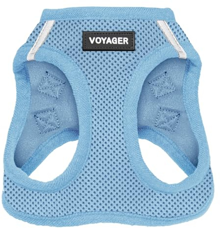 Best Pet Supplies Voyager Step-in Air Harness - All Weather Mesh, Reflective, No Pull Harness for Dogs, Cats - Secure with Hook & Loop Fastener, Buckle, Double D-Rings - Baby Blue, S