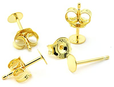 NaturSchatulle Ohrstecker Rohlinge 925 Silber 18k Gold Butterfly Verschluss 2 Paar Ohrringe Basteln DIY Schmuckherstellung Nickelfrei