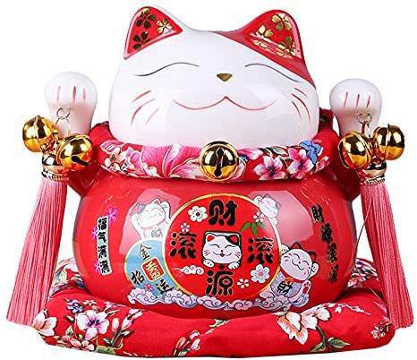 XIGUI - Maneki Neko Lucky Cat Piggy Bank 6 Inch