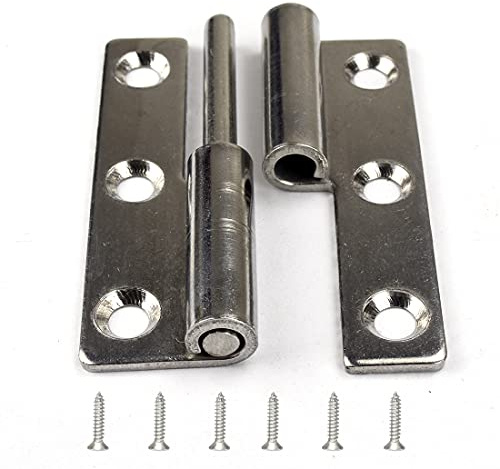 Scharniere zum Abheben, klein, Edelstahl, für Linkshänder, 7,6 cm lang, 6 Löcher, 2 Stück