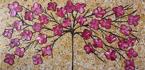 DORON ARTE QUADRO MODERNO ASTRATTO DIPINTO A MANO TELAIO GALLERY BORDI DIPINTI - ALBERO DELLA VITA - 1 metro x50x4 cm -RIF237