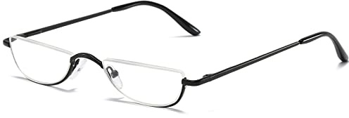 KOOSUFA Lunettes de lecture semi-rondes en métal - Pour homme et femme - Charnière à ressort - Demi-ronde - Cadre en métal - Aide à la lecture - Avec épaisseur 1.0 1.25 1.5 1.75 2.0 2.25 2.5 2.75 3.0