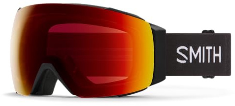 SMITH I/O MAG Goggles with ChromaPop Lens – Performance Snowsports Goggles with Easy Lens Change Technology for Skiing & Snowboarding – for Men & Women – Black + Sun Red Mirror