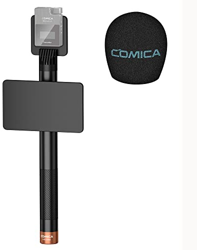 COMICA HR-WM Adaptateur Portable pour Interview sans Fil Rode GO/BoomX-D/D Pro/BoomX-U Microphone Cravate sans Fil, poignée de Micro pour rapports d'actualités, Entretien TV, etc. (avec Pare-Brise)
