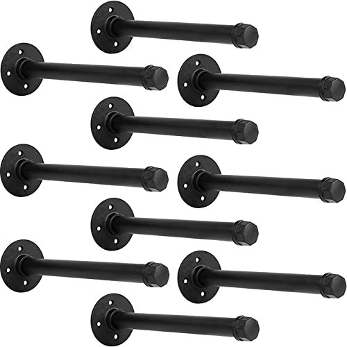 YCCO 3/4 industrielle Rohr-Regalhalterungen, 10 Stück, Wandhalterung, DIY-Regalhalterungen, 30,5 cm, Regalhalterung, Küche, schwimmendes Rohr, inklusive Zubehör