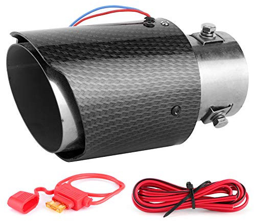 Tubo di Scarico Coda Gola, Yosoo Silenziatore Universale per Tubo di Scarico per Auto con Punta LED Trim Ingresso di Ricambio per Auto 63 Mm Uscita 90 Mm per Tubo di Scarico Coda Gola Punta di Scarico