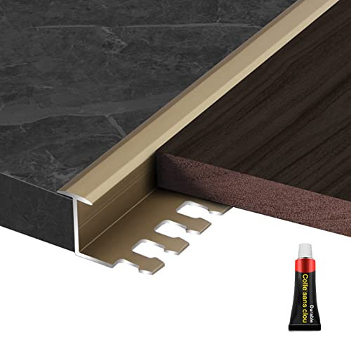 LAIDEPA T Type Acabados De Piso Perfil para Umbrales De Puerta, para Interior Y Exterior Riel De Transición, Prueba De Herrumbre, Fácil Montaje,Matte Gold,100cm/39