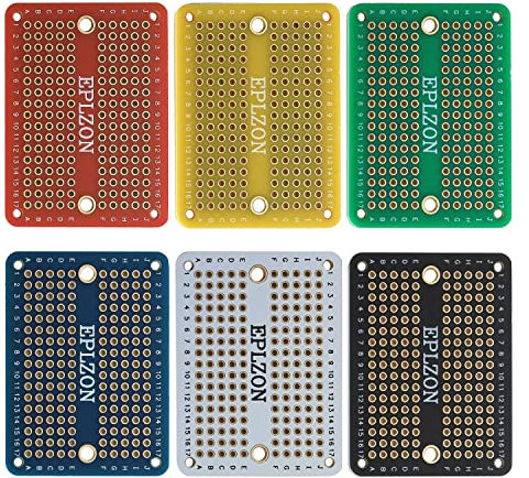 EPLZON Prototype Board Lötbares Breadboard Doppelseitig Leiterplatte PCB Circuit Board zum Schweißen von,DIY elektronische Artikel,Mehrfarbig(Packung mit 6 Stück)
