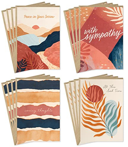 Hallmark Sympathy Cards Assortment, Painted Palms (16 Assorted Thinking of You Cards with Envelopes)