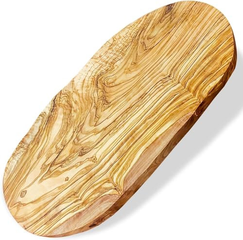 Tabla de cortar de madera de olivo, para carne y desayuno, corte natural, 40 cm (40 x 20 cm) + - 2 cm