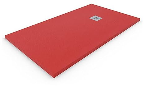 Piatto Doccia 80X85 cm Extra Slim Rosso Ral 3020 In Resina Sintetica e Polvere Di Marmo Con Piletta In Omaggio
