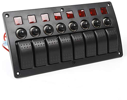 Schalter Panel, 12V/24V 8Gang LED Schaltpanel Schalter Kippschalter Schalttafel für Marine boot Wohnmobil Fahrzeuge LKW