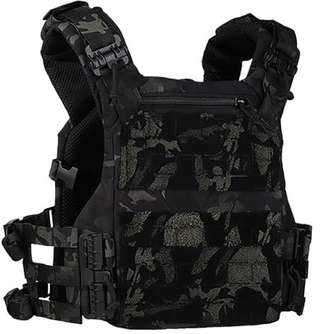 KINROCO Taktische Airsoft Weste mit Schnellverschluss Leichte MOLLE Paintball Softair Weste(Size:Einheitsgröße,Color:Schwarzes CP)