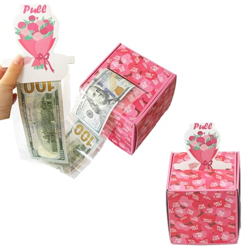 Gåva till pengar gåva, grattis på födelsedagen pengabox presentförpackning gör-det-själv födelsedag presentförpackning för män, kvinnor och barn (rosa)