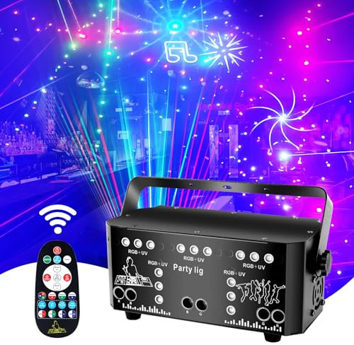 BOWEICORE Luce Discoteca per Feste, 21 Eye RGB UV Luci Discoteca a Ritmo di Musica, con Telecomando, DMX512 luci festa per Bar Club Palco Compleanno Halloween Decorazioni
