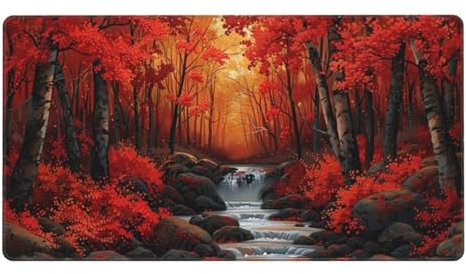 Tapis de Souris Gamer XXL 1500x800X3MM, forêt Tapis de Table Paysage Tapis Souris Surface spéciale améliore la Vitesse et la précision, Base en Caoutchouc Antidérapant Surface, Tableau Deco Gaming