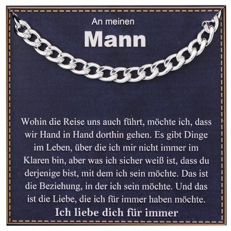 Rajputana S925 Silberkette Herren Kubanische Halskette Für Mann Sterling Silber Kette Männer Silberkette Herren Halskette Herren Geschenke Für Männer Schmuck Ketten Für Herren an Meine Männer 18 Zoll