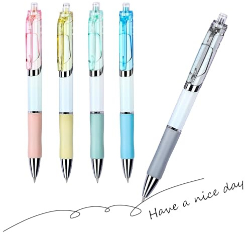 AIBelire Gel Pens Black Ink 0.5mm, Retractable Smooth Writing Pens with Soft Grip, 5 Pack Gel Ink Pens for Journaling, Note Taking, Office & School & Home Daily Writing