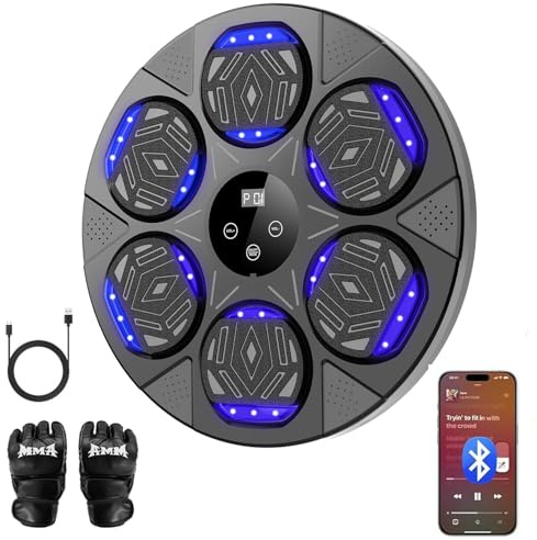 LeuKoles Music Boxing Machine mit Bluetooth,LED Licht Box Maschine mit Musik mit Boxhandschuhen, Elektronische Boxing Machine zur Wandmontage mit 7 modi