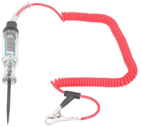 Tyenaza Kfz-Teststift, LED-Stromkreistester, Digitalanzeige, elektrischer Tester für die Spannungs- und Stromerkennung von PKW, LKW, SUV (Roter Draht, neuer Typ)
