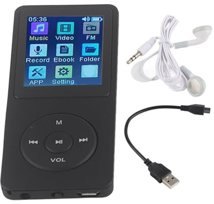Lettore Mp3 MP4 per bambini, lettore musicale multimediale portatile LCD sottile da 1,8 pollici con riproduzione video, radio FM, registratore vocale, supporta espansione fino a (Black)