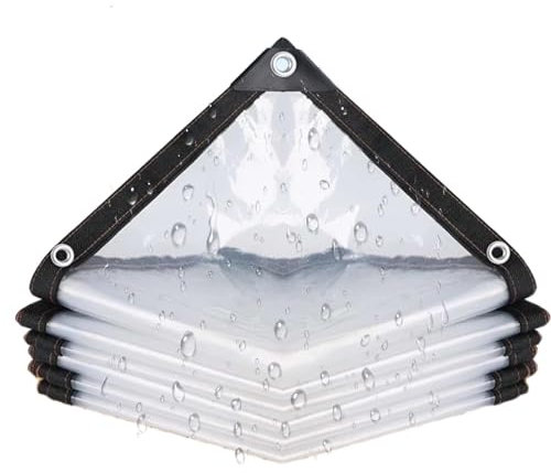 AUNANGLJSCS Small multipurpose cover, Transparent with Grommets, PVC Tarp Cover Tear Resistance, Windproof Outdoor Curtain, for Canopy Patio Garden Pergola(6x7m)