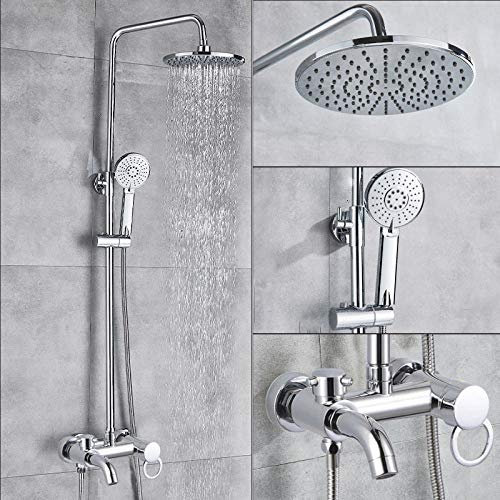 WDSOPK Chrome Rainfall Shower Faucets Set Wall Mount Bathroom Shower System Single Handle 3-Way Mixer Tap Bath Shower Mixers-Chrome
