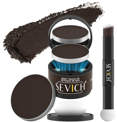 SEVICH Polvere magnetica ricaricabile per ritocchi per radici dei capelli, impermeabile, copertura grigia e correttore per attaccatura dei capelli, con doppio pennello, marrone medio, 4 g (2 pezzi)